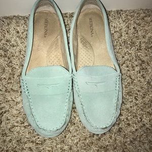 Mint green loafers